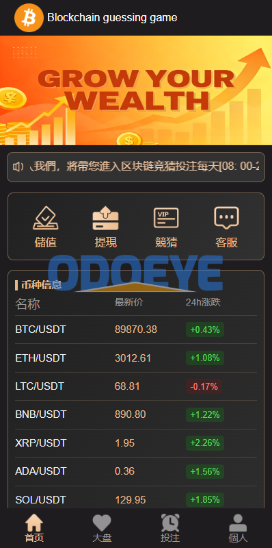 海外虚拟币竞猜投注/区块链竞猜游戏/开奖预设