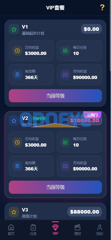 多语言视频任务系统/VIP任务/视频返利/余额宝/前端VUE