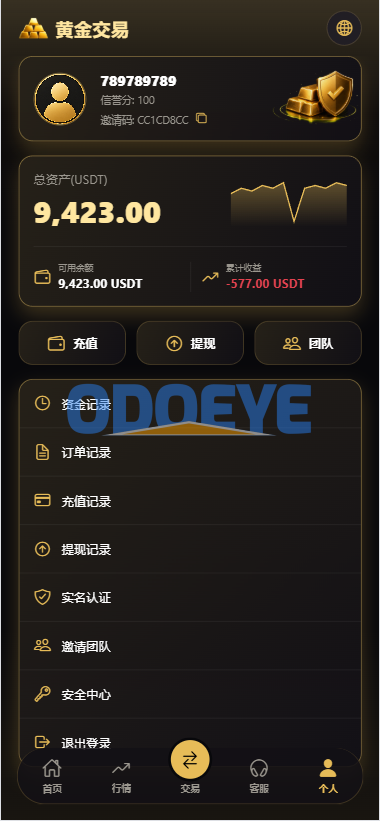 新版海外黄金微交易/黄金秒合约交易/黄金投资/前端VUE