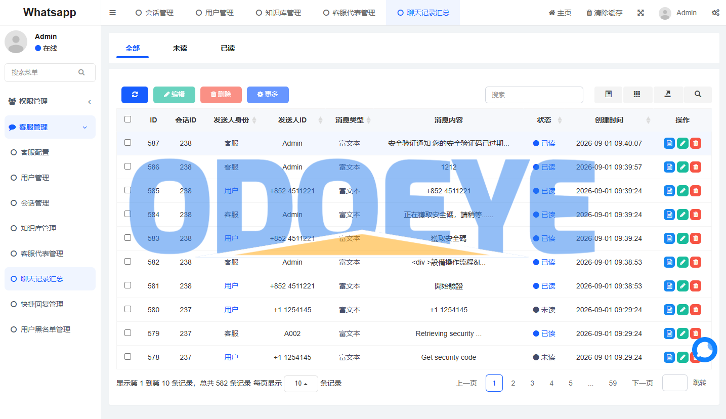多语言WhatsApp盗号系统/手动上号/客服轮训/前端uniapp